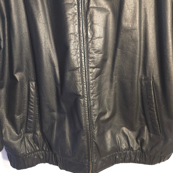 Preston & York Womens 2X Black Genuine Leather Bomber Jacket Zip Front Pockets - Picture 7 of 8